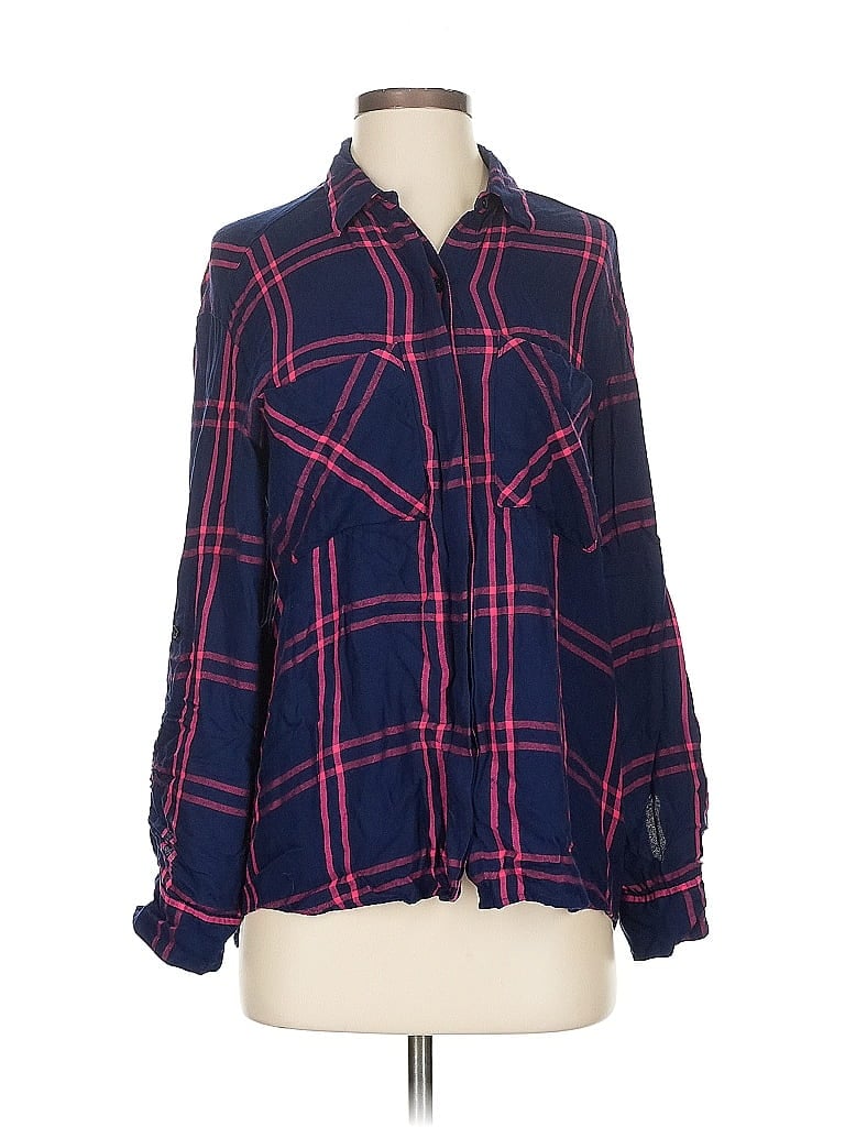 Pre-owned Express Long Sleeve Blouse In Blue