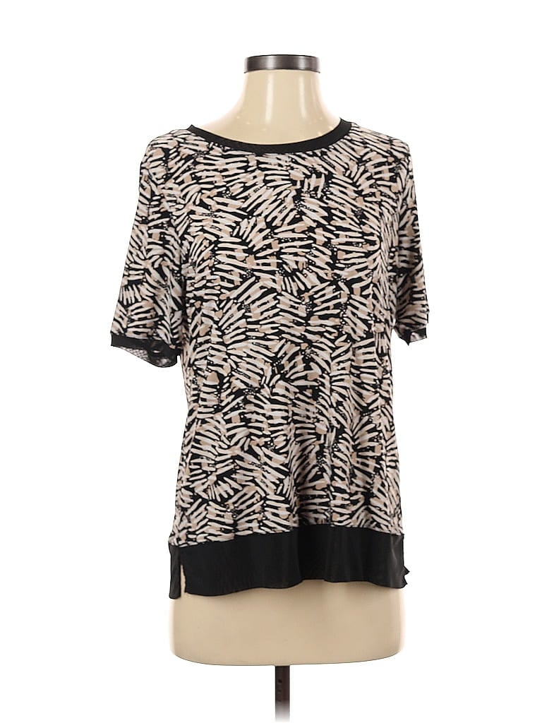 Pre-owned Anne Klein Short Sleeve Blouse In Black