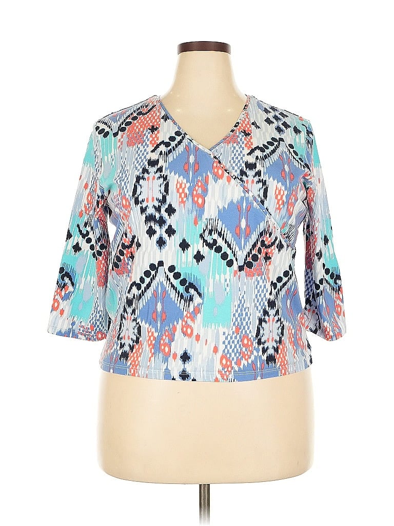 Pre-owned Ruby Rd. Short Sleeve Blouse In Blue