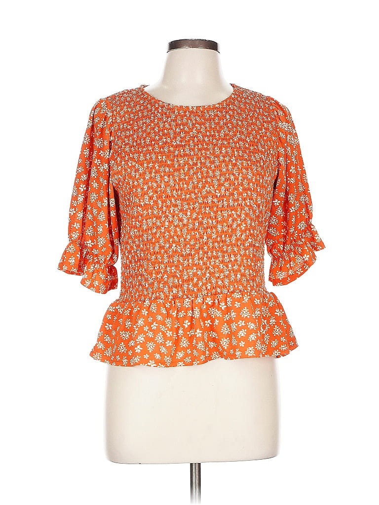 Pre-owned Melloday Short Sleeve Blouse In Orange