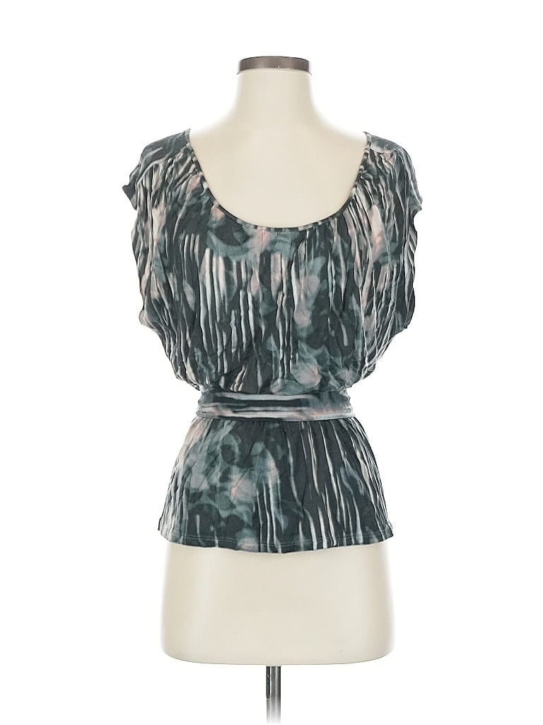 Pre-owned Jennifer Lopez Short Sleeve Top Teal Strapless Neckline Tops In Blue