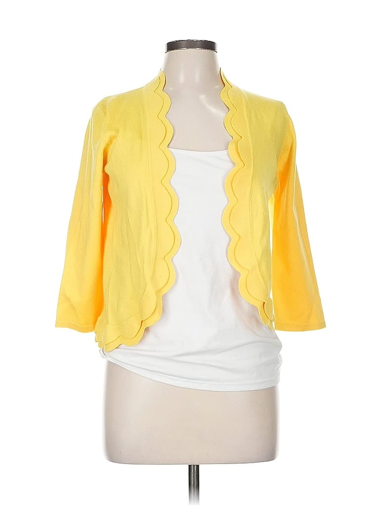 Pre-owned Cable & Gauge Cardigan Sweater In Yellow