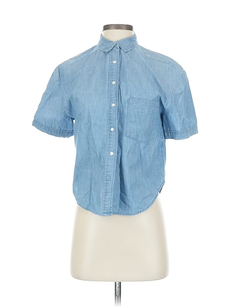 Pre-owned Trafaluc By Zara Short Sleeve Button Down Shirt In Blue
