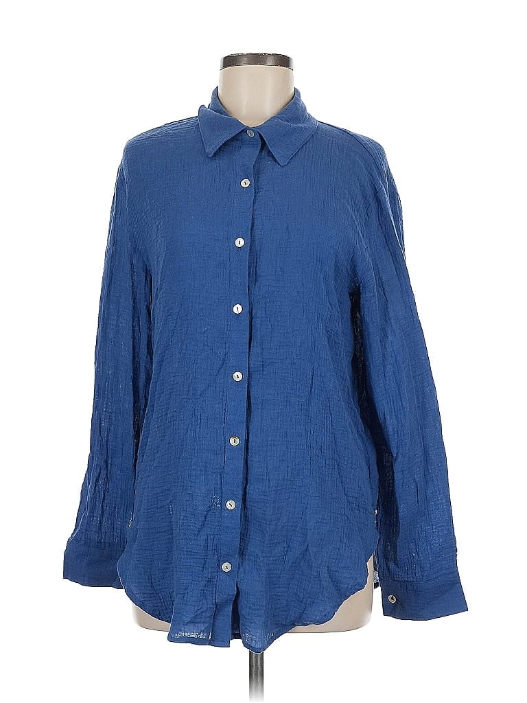 Pre-owned Ci Sono Long Sleeve Button Down Shirt In Blue