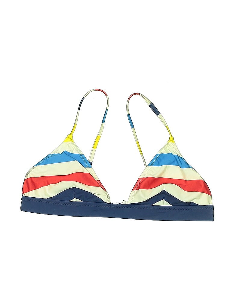 SOLID & STRIPED Pre-owned Swimsuit Top Blue Graphic Pattern Swimwear