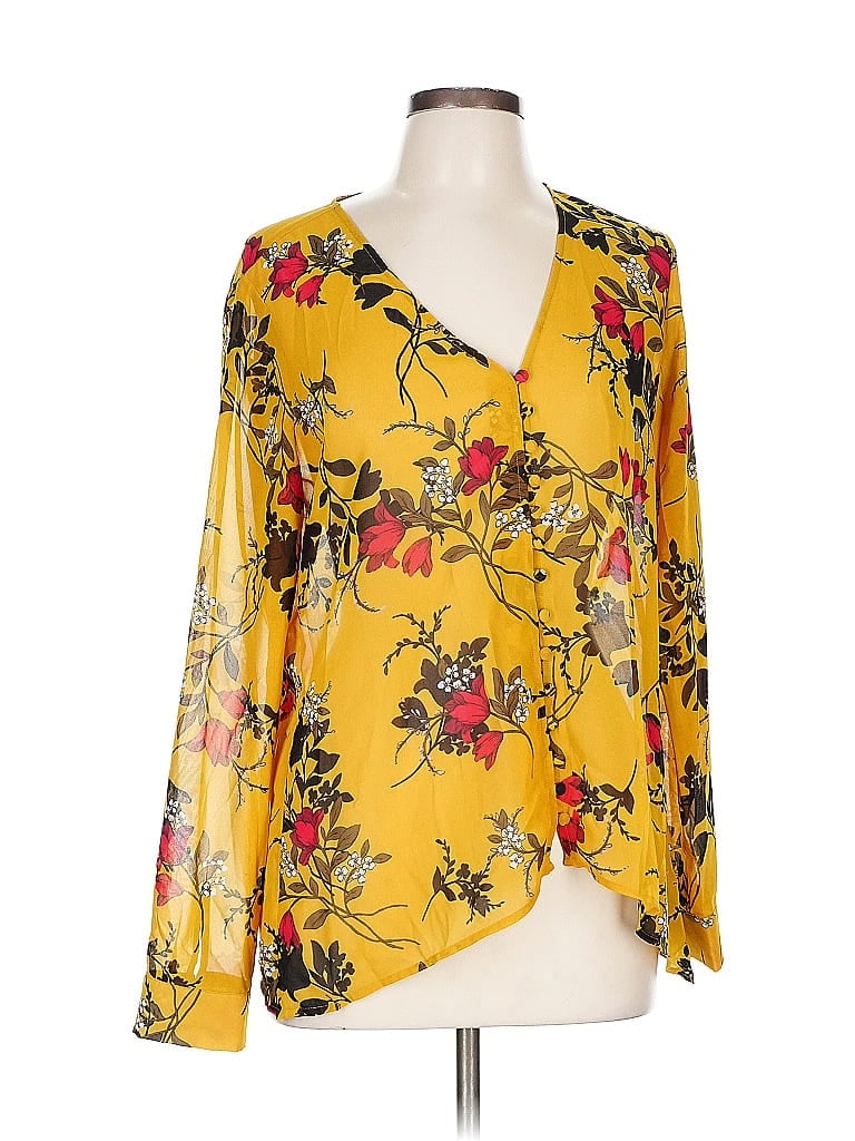 GUESS Pre-owned Long Sleeve Blouse In Yellow