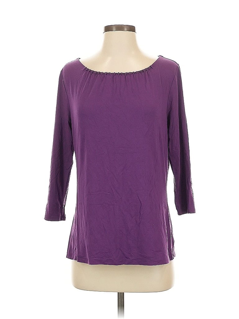 Pre-owned Coldwater Creek 3/4 Sleeve Top Purple Boatneck Tops