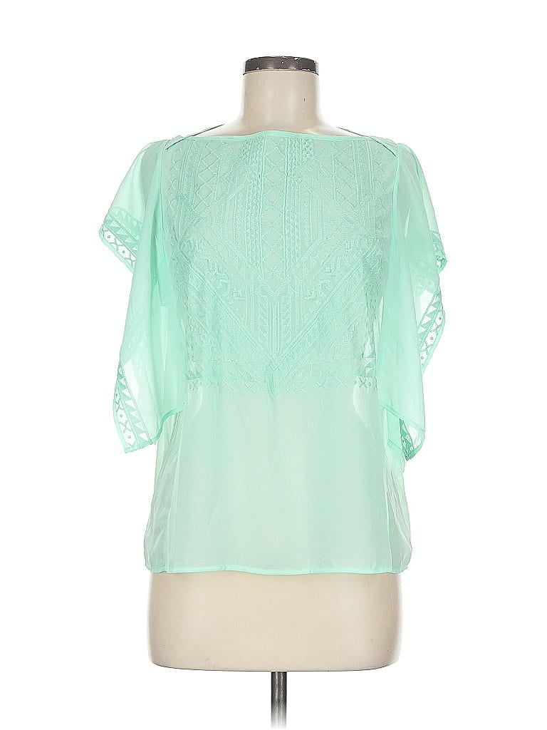 Pre-owned Banana Republic Factory Store Short Sleeve Blouse In Green