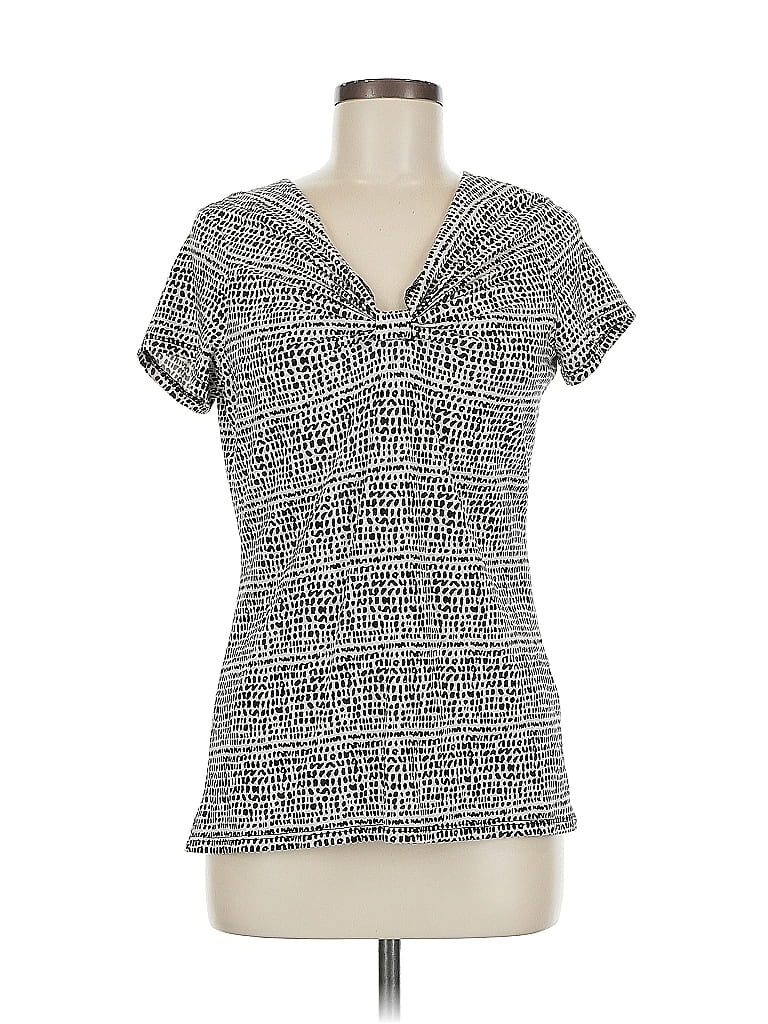 Pre-owned Dana Buchman Short Sleeve Top Gray V Neck Tops