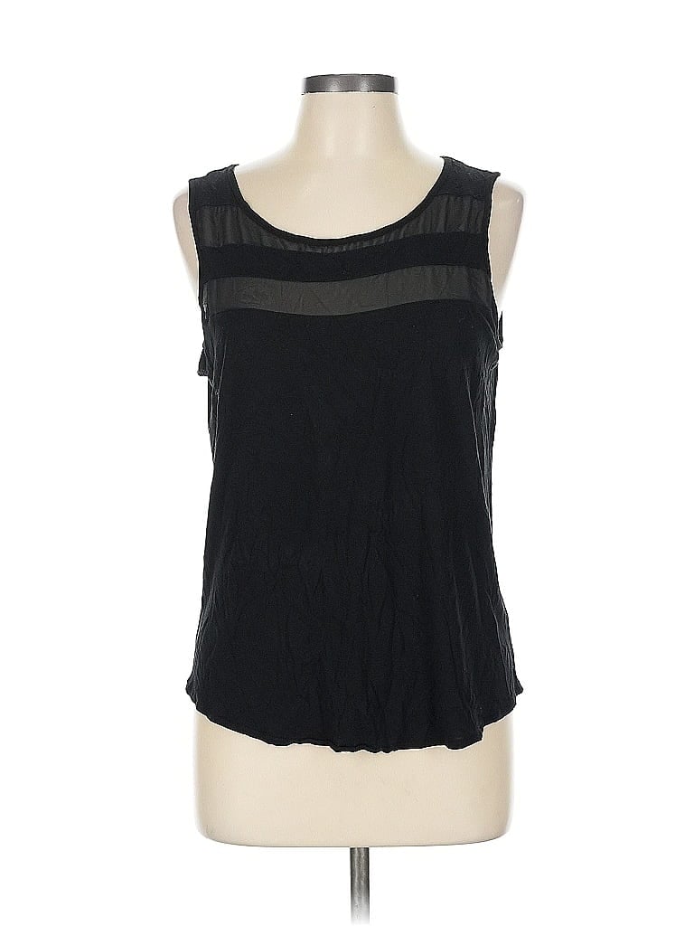 Pre-owned Halogen Sleeveless Top Black Scoop Neck Tops