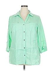 Jm Collection 3/4 Sleeve Button Down Shirt