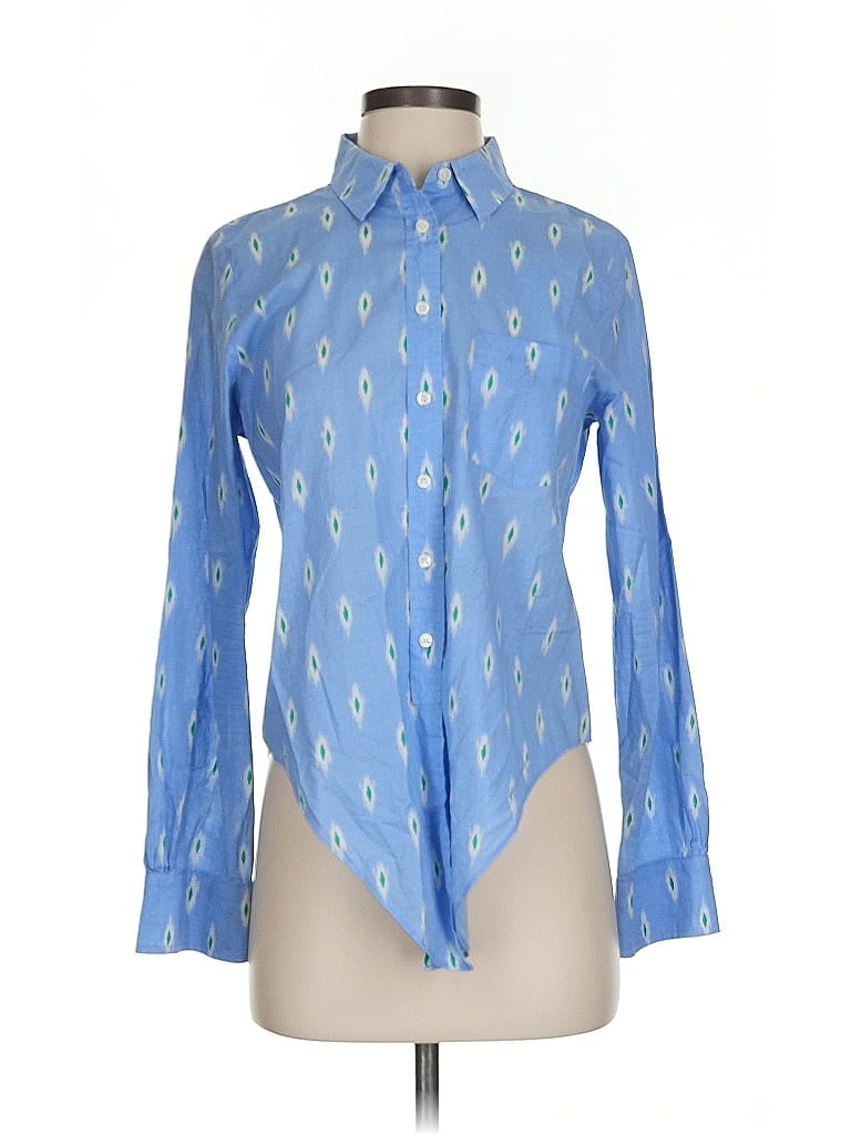 Pre-owned J.crew Factory Store Long Sleeve Blouse In Blue