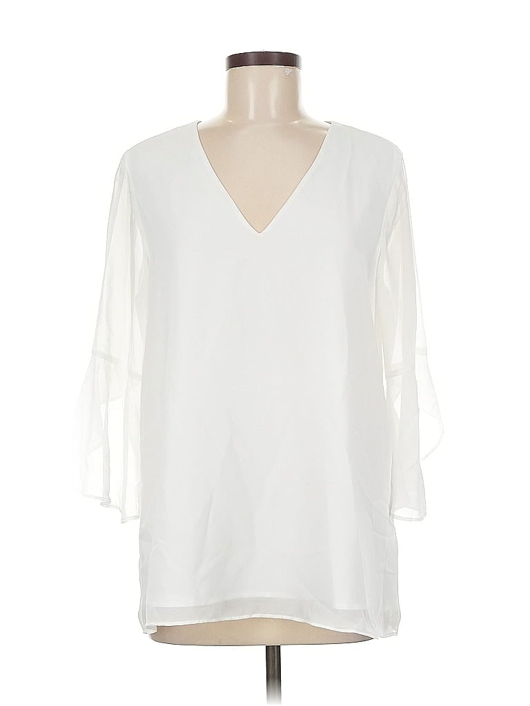 Pre-owned Calvin Klein 3/4 Sleeve Blouse In White