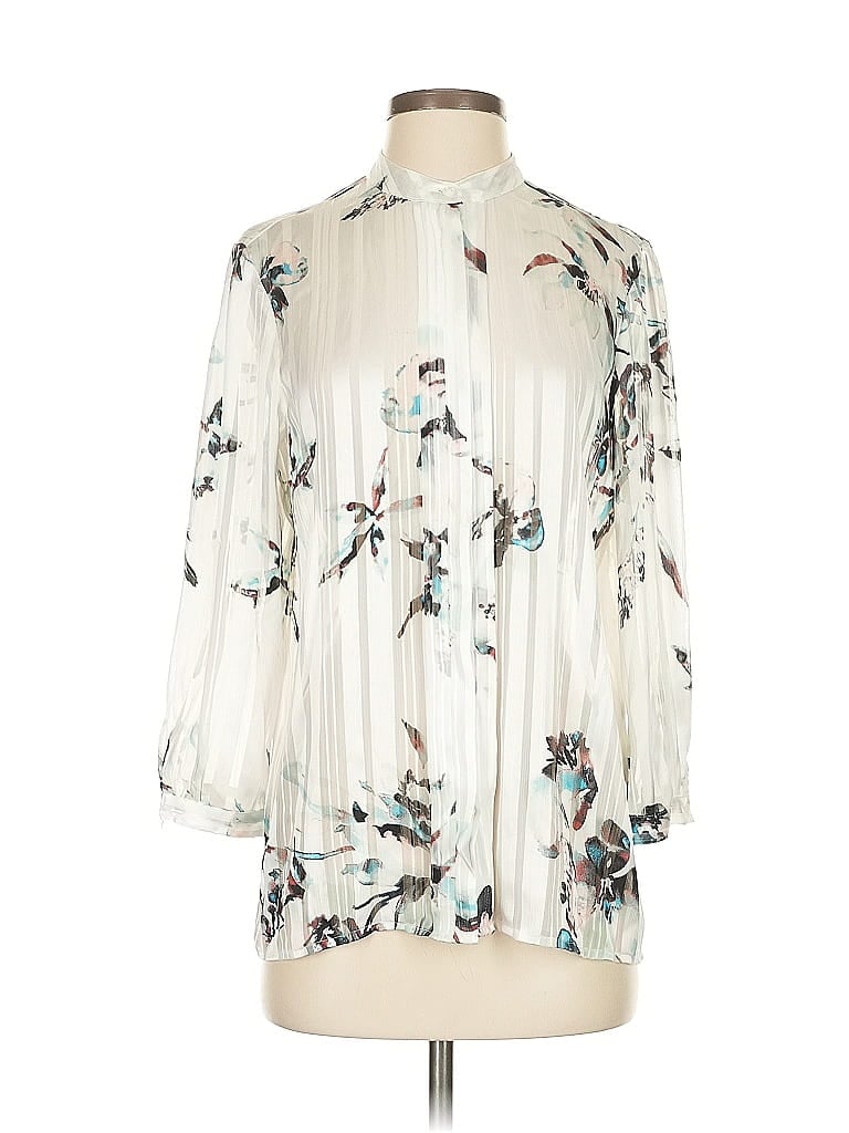 Pre-owned Guess 3/4 Sleeve Blouse In White