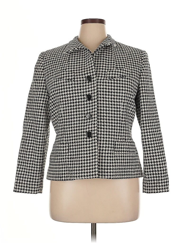 Carlisle 100% Acetate Houndstooth Gray Blazer Size 16 - photo 1