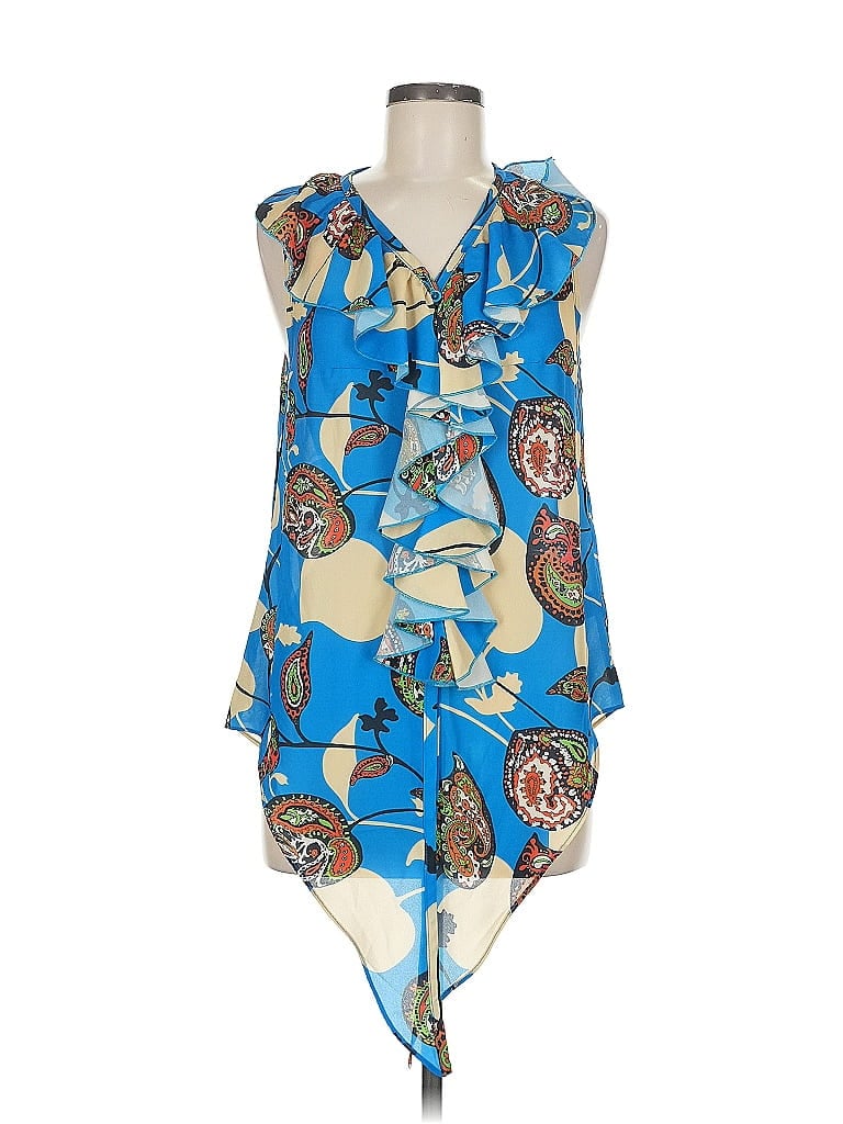 Pre-owned Jade Melody Tam Sleeveless Blouse In Blue