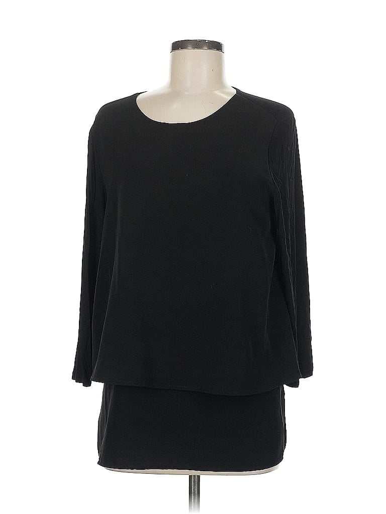 Pre-owned Dg^2 By Diane Gilman 3/4 Sleeve Top Black Boatneck Tops