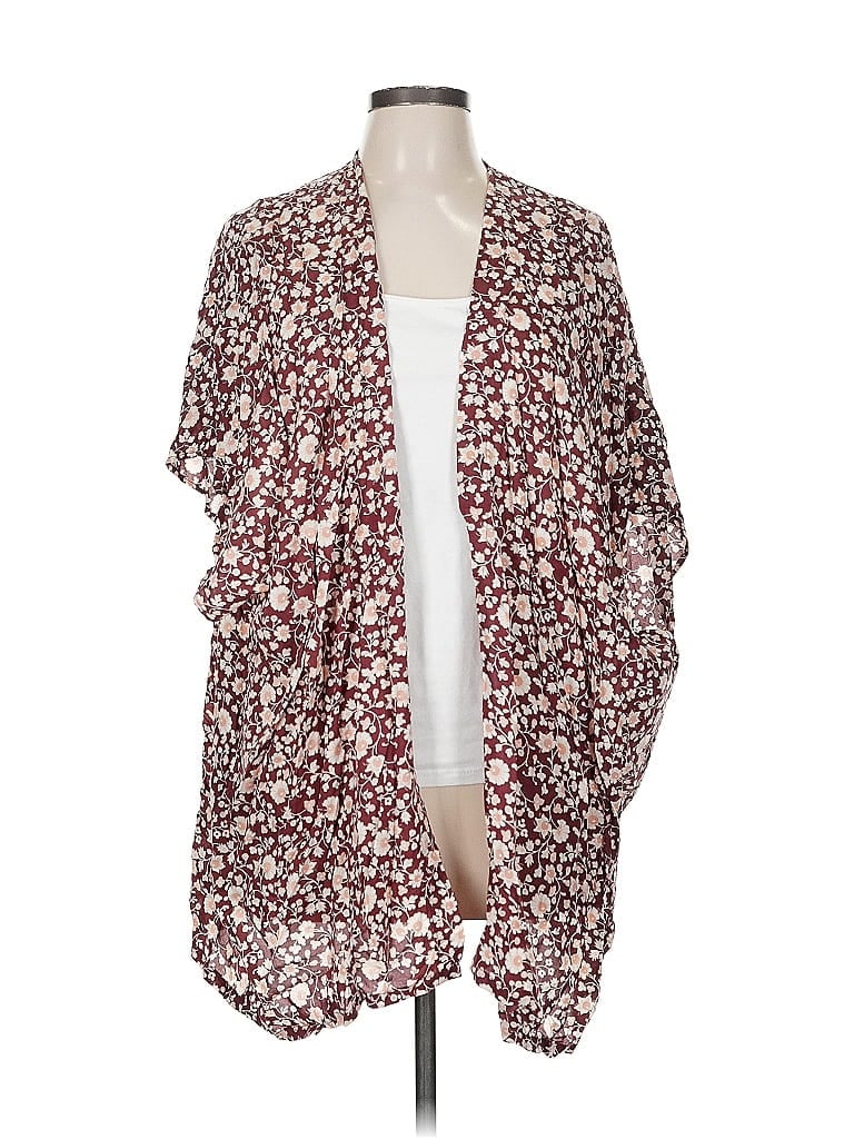 Pre-owned Ann Taylor Loft Outlet Kimono In Burgundy