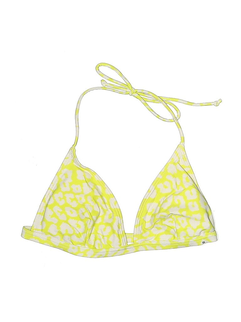 Pre-owned Calvin Klein Swimsuit Top Yellow Print Pattern Swimwear