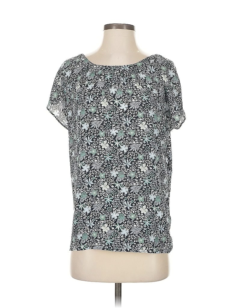 Pre-owned Ann Taylor Loft Short Sleeve Blouse In Blue