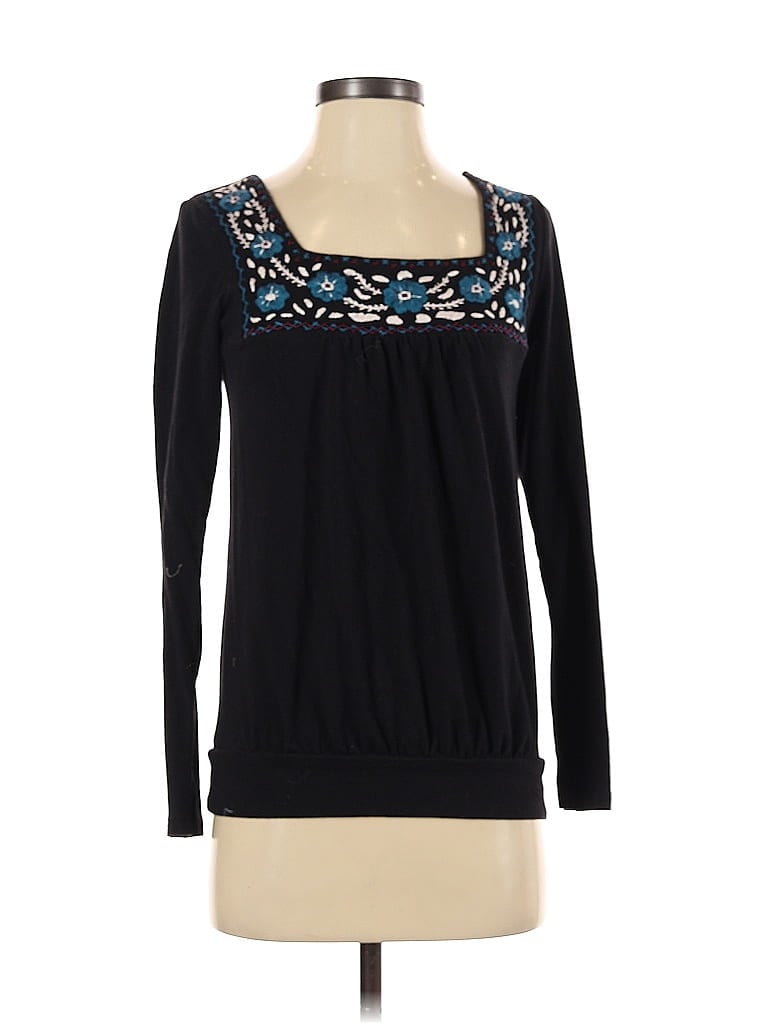 Pre-owned Inc International Concepts Long Sleeve Top Black Sweetheart Neckline Tops