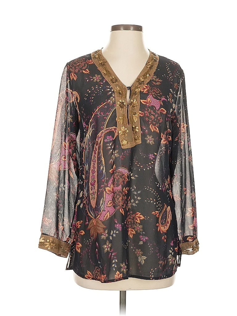 Pre-owned White Stag Long Sleeve Blouse In Gray