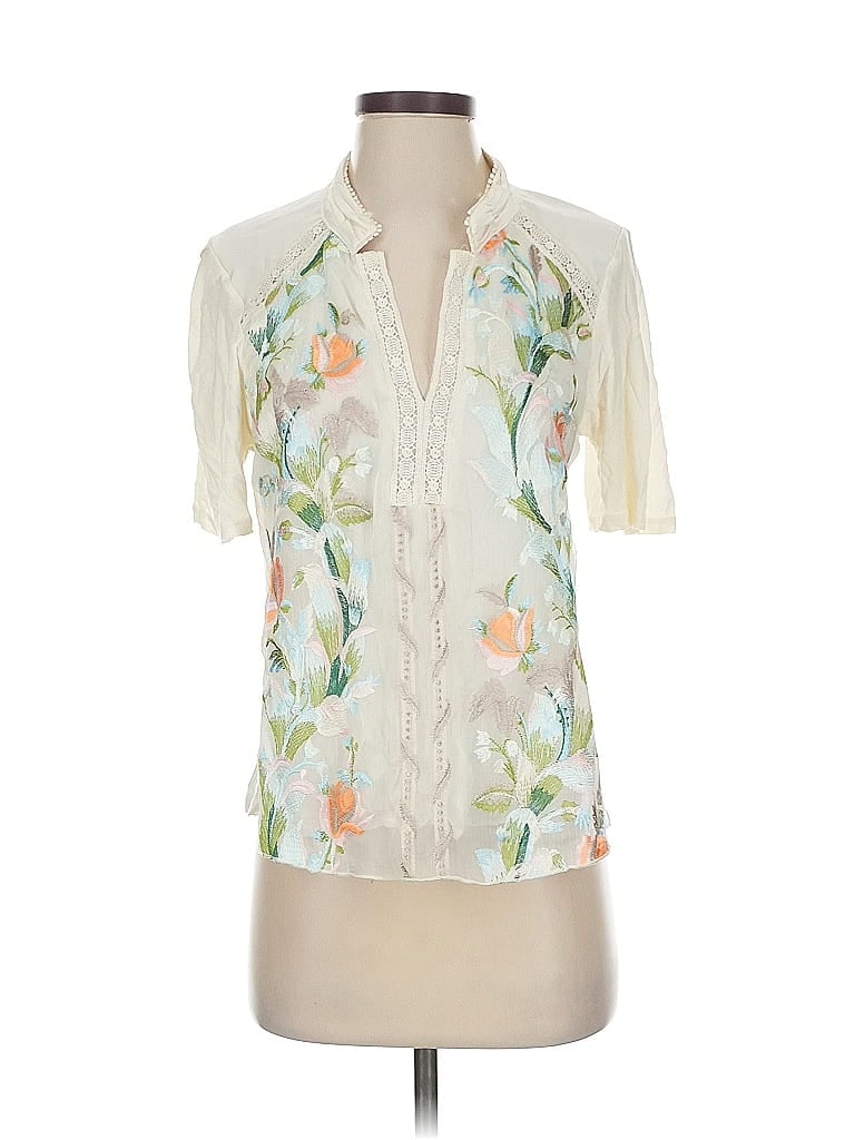 Tiny 100% Rayon Ivory Short Sleeve Blouse Size XS - photo 1