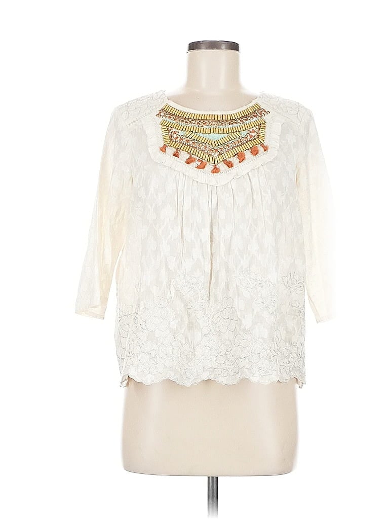 Pre-owned Moulinette Soeurs 3/4 Sleeve Blouse In White