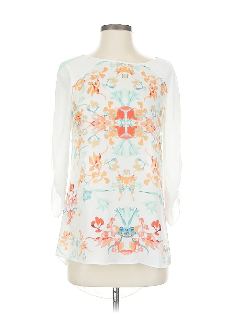 Pre-owned Bcbgmaxazria 3/4 Sleeve Blouse In White