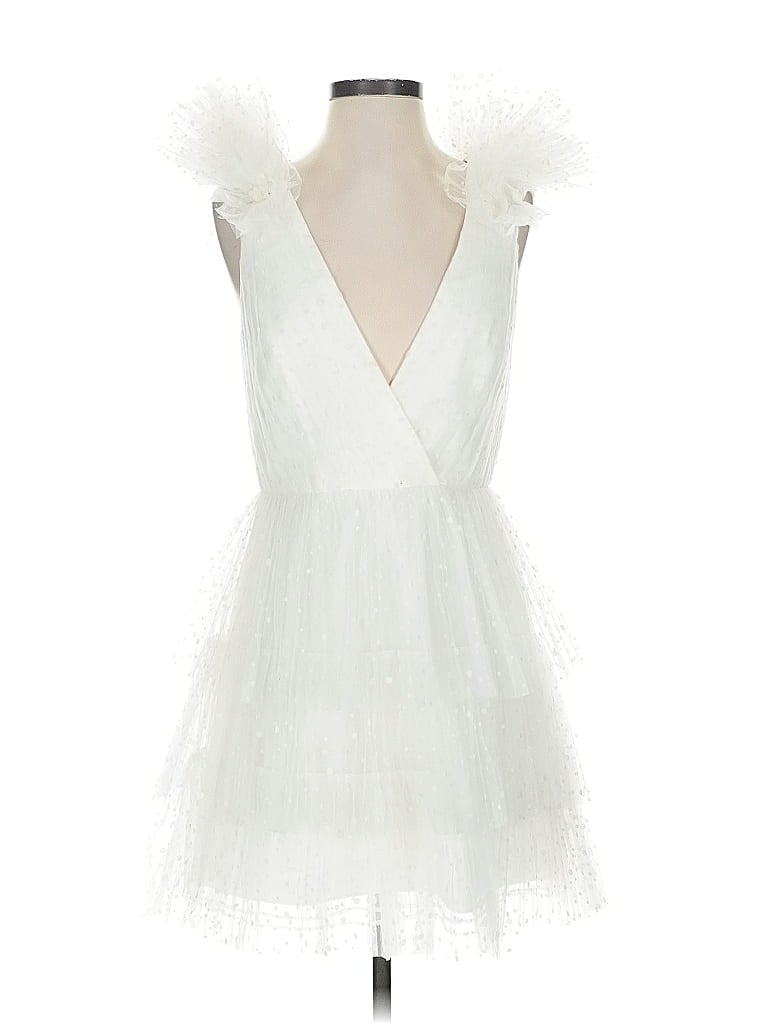 ML Monique Lhuillier 100% Polyester White Cocktail Dress Size 4 - photo 1