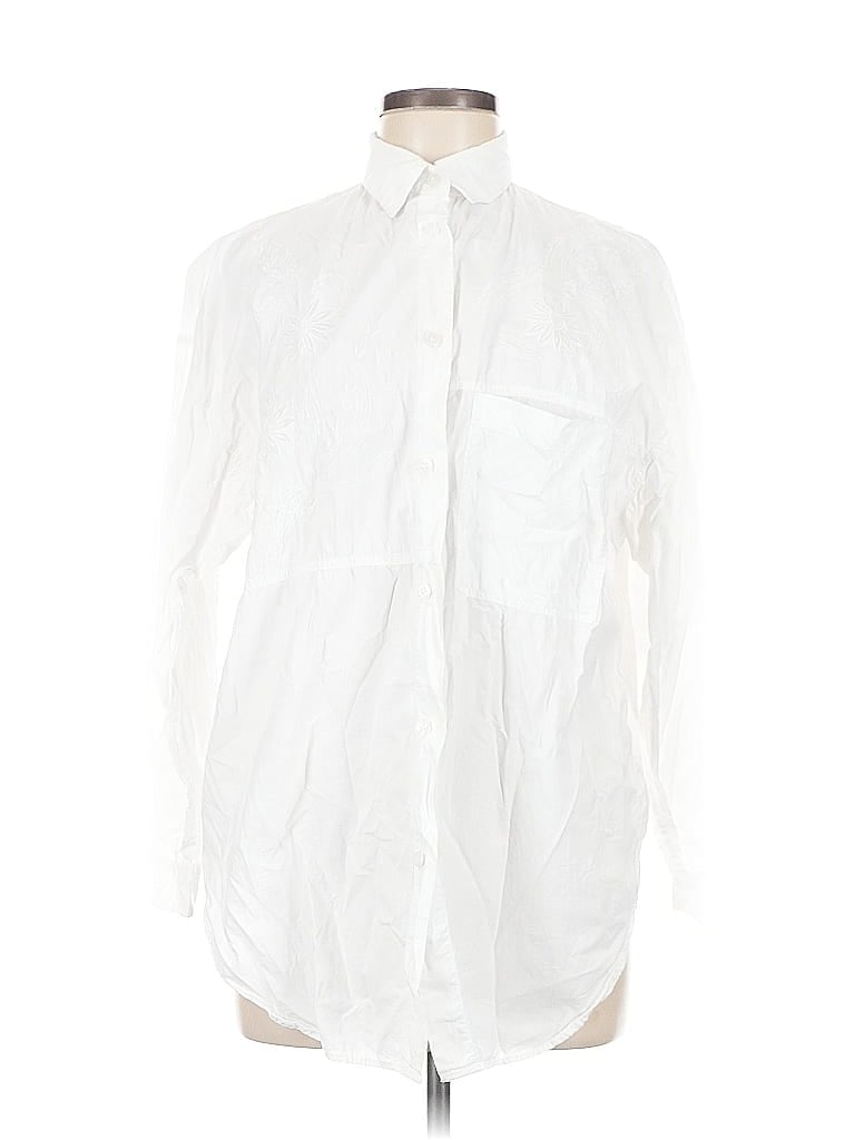 Pre-owned Ssheena 3/4 Sleeve Button Down Shirt In White