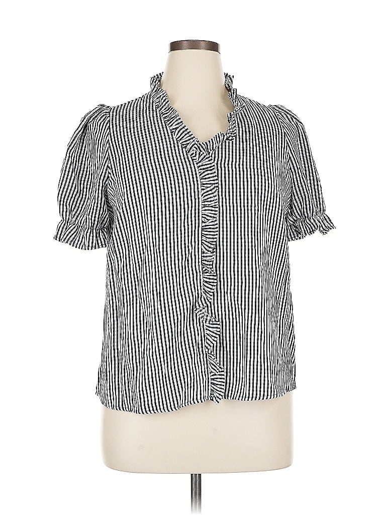 Pre-owned Shein Curve Short Sleeve Blouse In Black