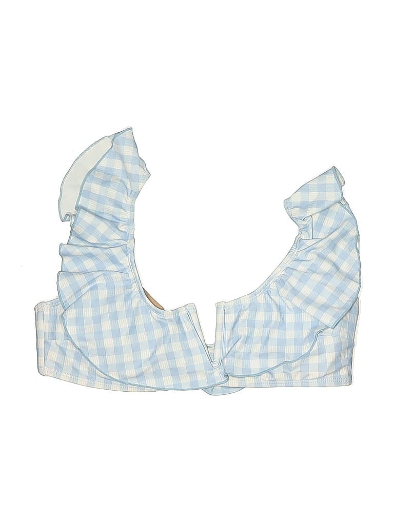 Pre-owned Unbranded Swimsuit Top Blue Checkered/gingham Pattern Swimwear