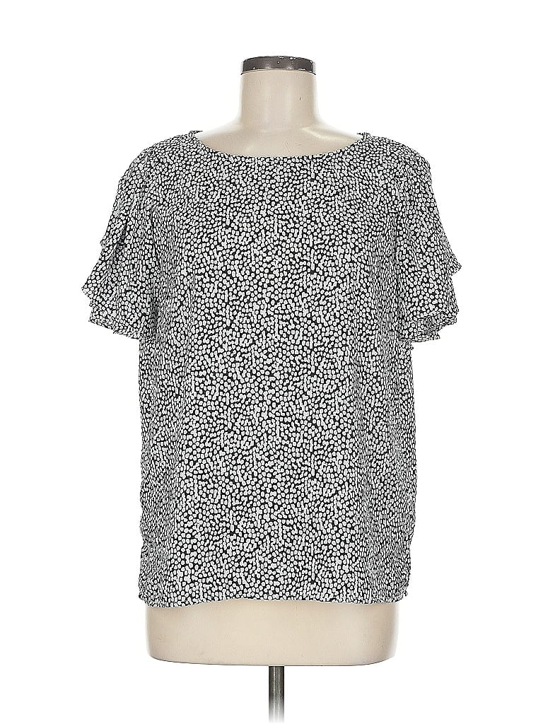 Pre-owned Vince Camuto Short Sleeve Blouse In Silver