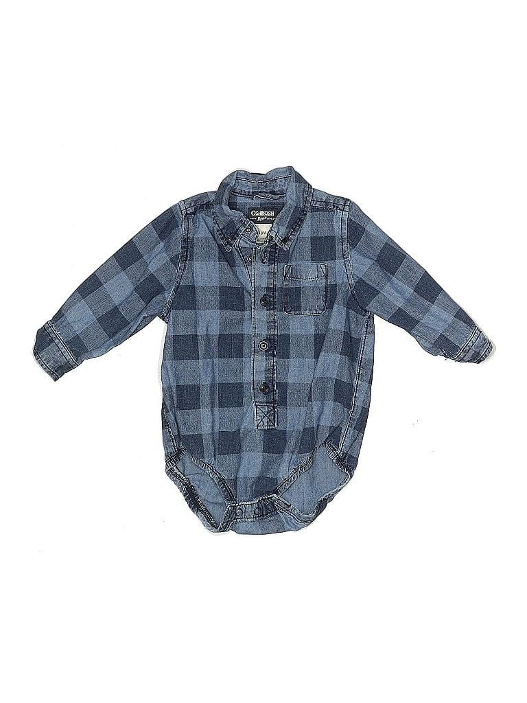 Pre-owned Oshkosh B'gosh Kids' Long Sleeve Onesie In Blue