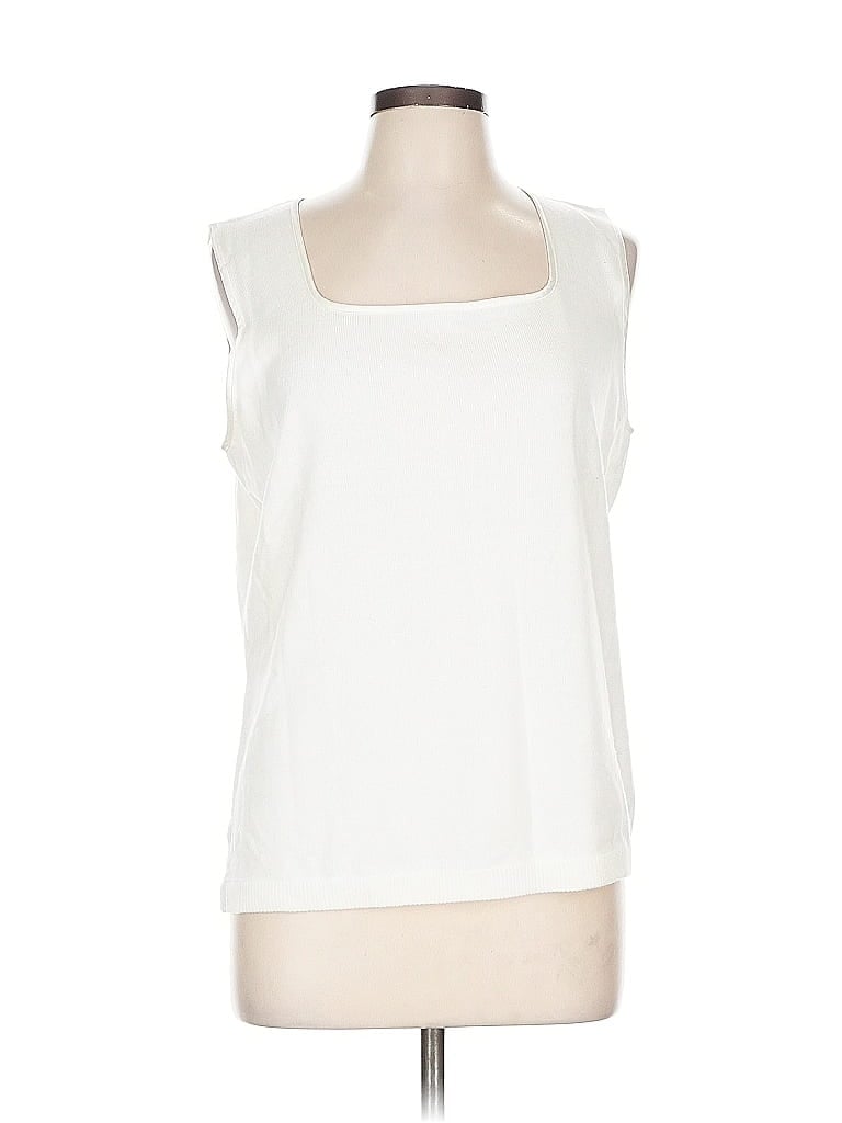 Pre-owned Susan Graver Sleeveless Blouse In White