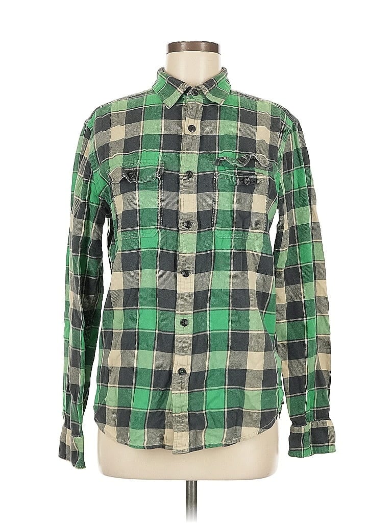 Pre-owned American Eagle Outfitters Long Sleeve Button Down Shirt In Green