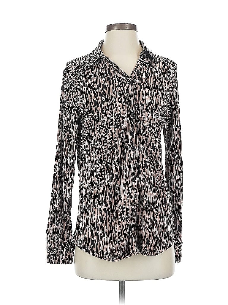 Pre-owned Adrianna Papell Long Sleeve Blouse In Brown