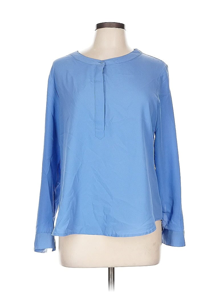 Pre-owned Ann Taylor Factory Long Sleeve Blouse In Blue