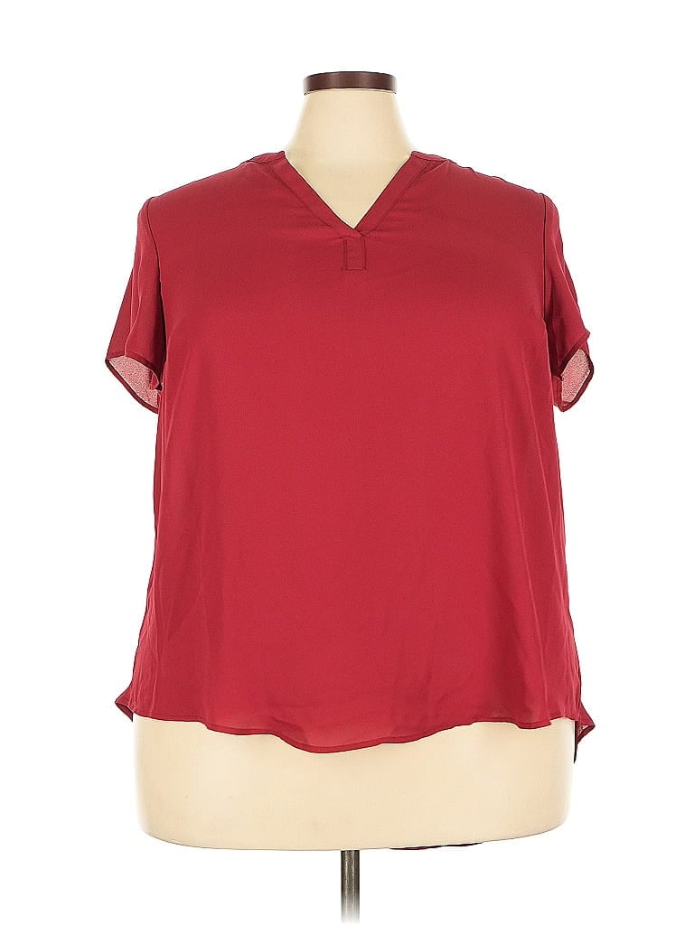 Pre-owned Torrid Short Sleeve Blouse In Burgundy