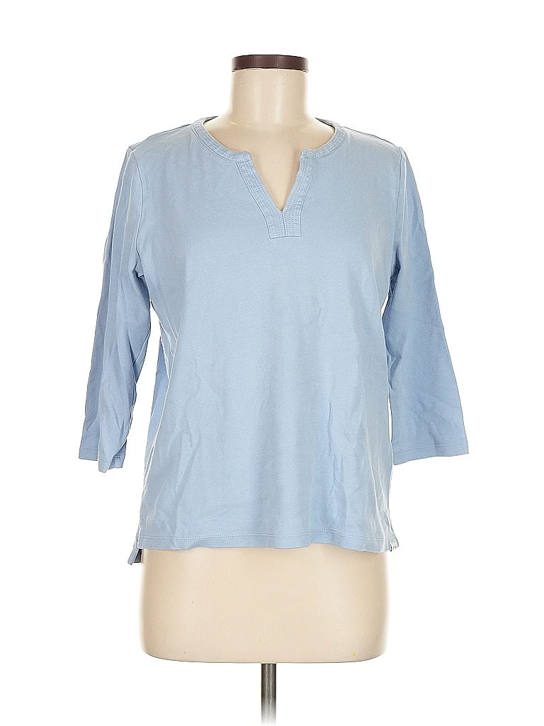 ORVIS Pre-owned 3/4 Sleeve Top Blue Keyhole Neckline Tops