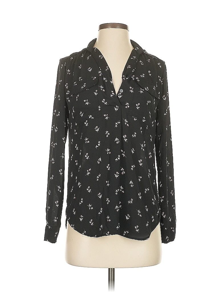 Pre-owned Ann Taylor Long Sleeve Blouse In Black