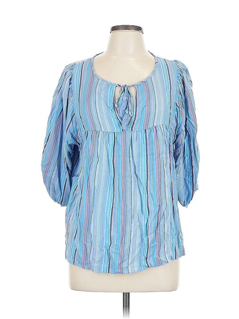 Pre-owned Crown & Ivy 3/4 Sleeve Blouse In Blue