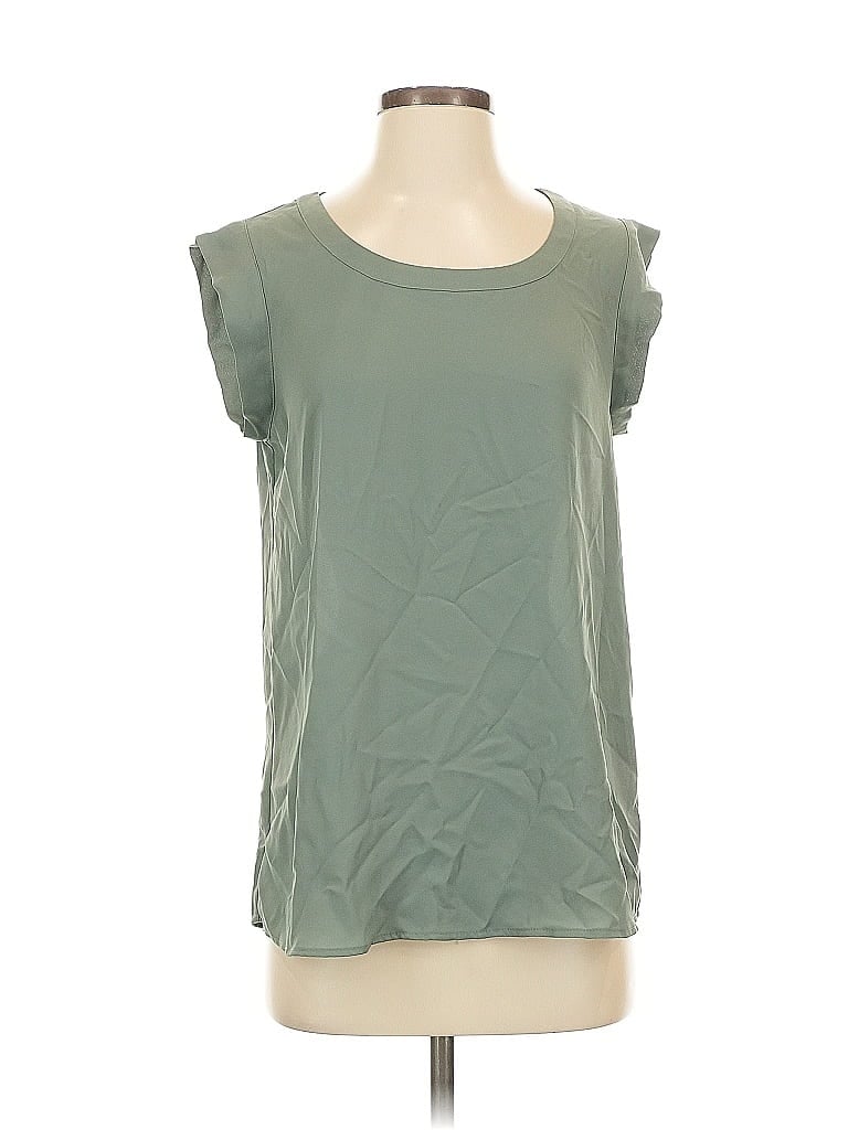 Pre-owned Pleione Short Sleeve Top Green Scoop Neck Tops