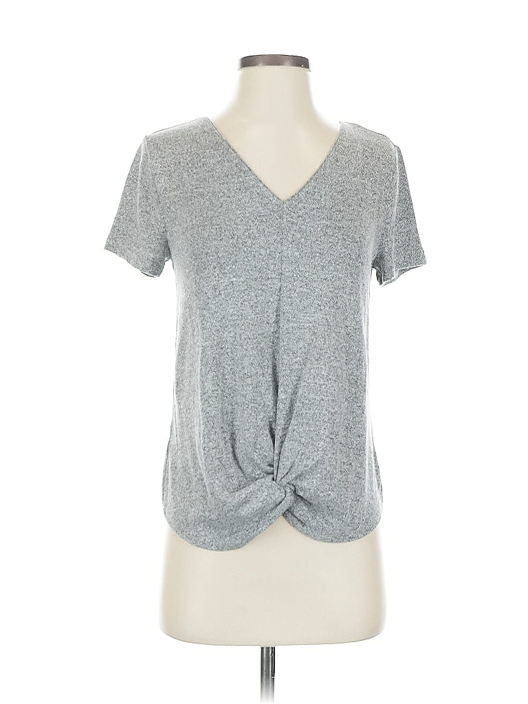 ANN TAYLOR Pre-owned Short Sleeve Top Gray V Neck Tops