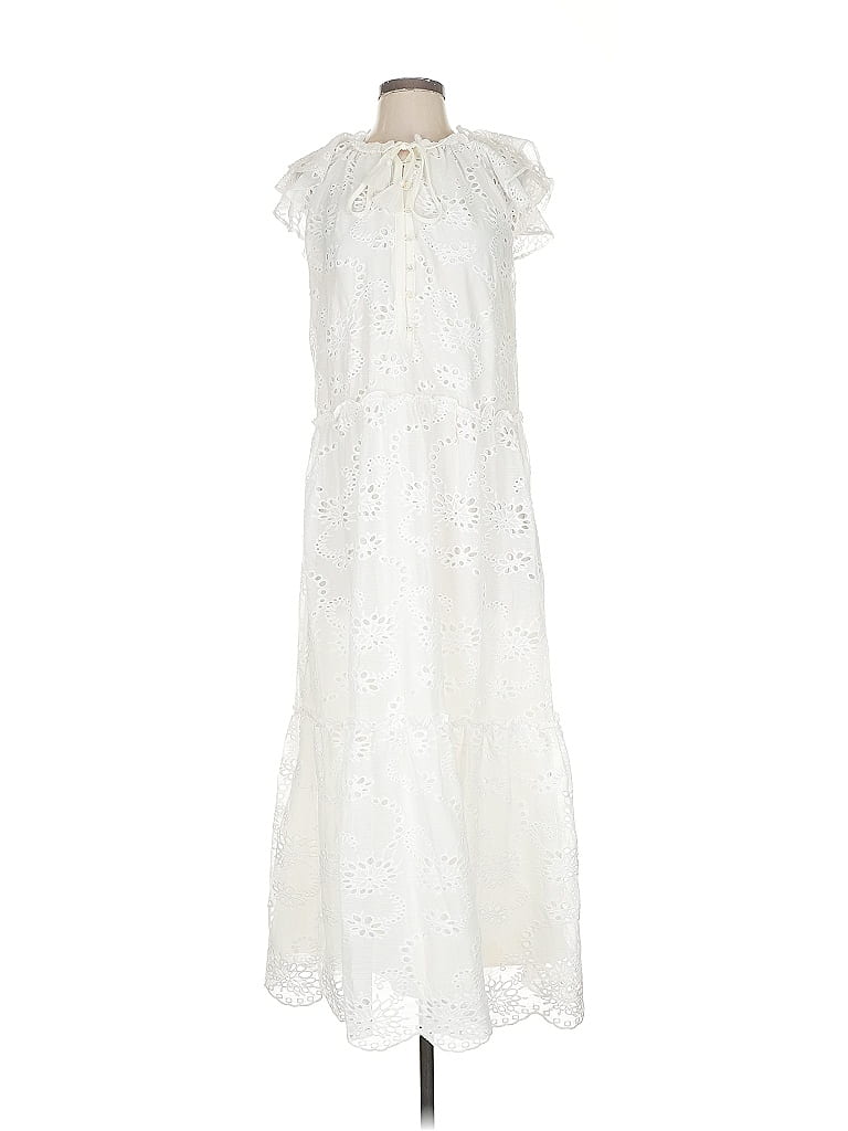 Chico's 100% Polyester White Casual Dress Size Sm (0.5) - photo 1