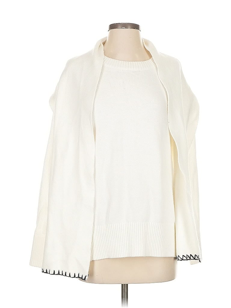 Pre-owned Ann Taylor Loft Cardigan Sweater In White