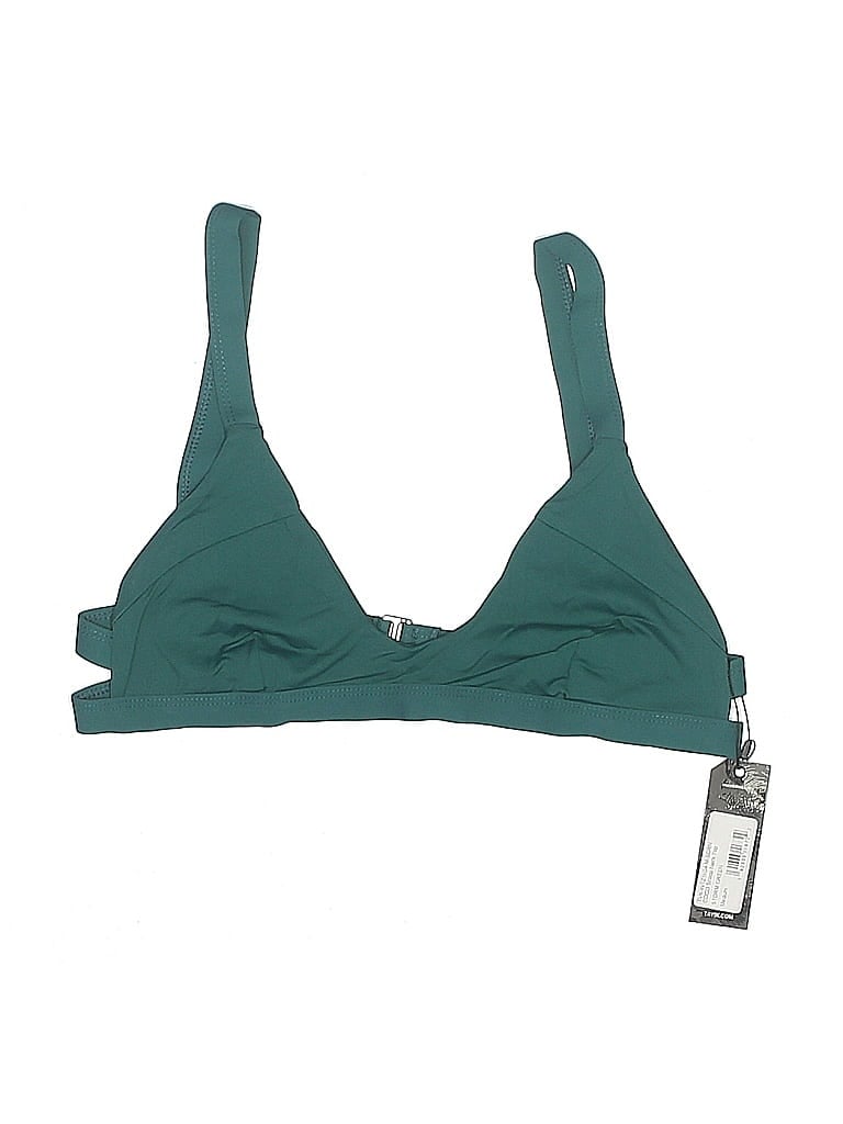 Tavik Swimsuit Top Teal Solid Pattern Swimwear In Green