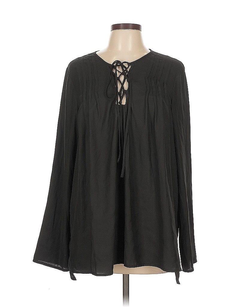 Pre-owned Max Studio Long Sleeve Blouse In Black