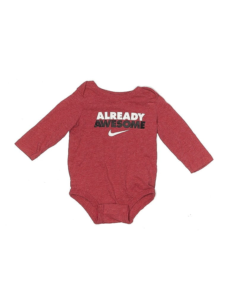 Pre-owned Nike Babies' Long Sleeve Onesie In Burgundy